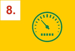 Velocímetro verde sobre fondo amarillo