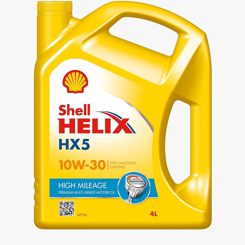 Foto del envase de Shell Helix HX5 Alto kilometraje 10W-30